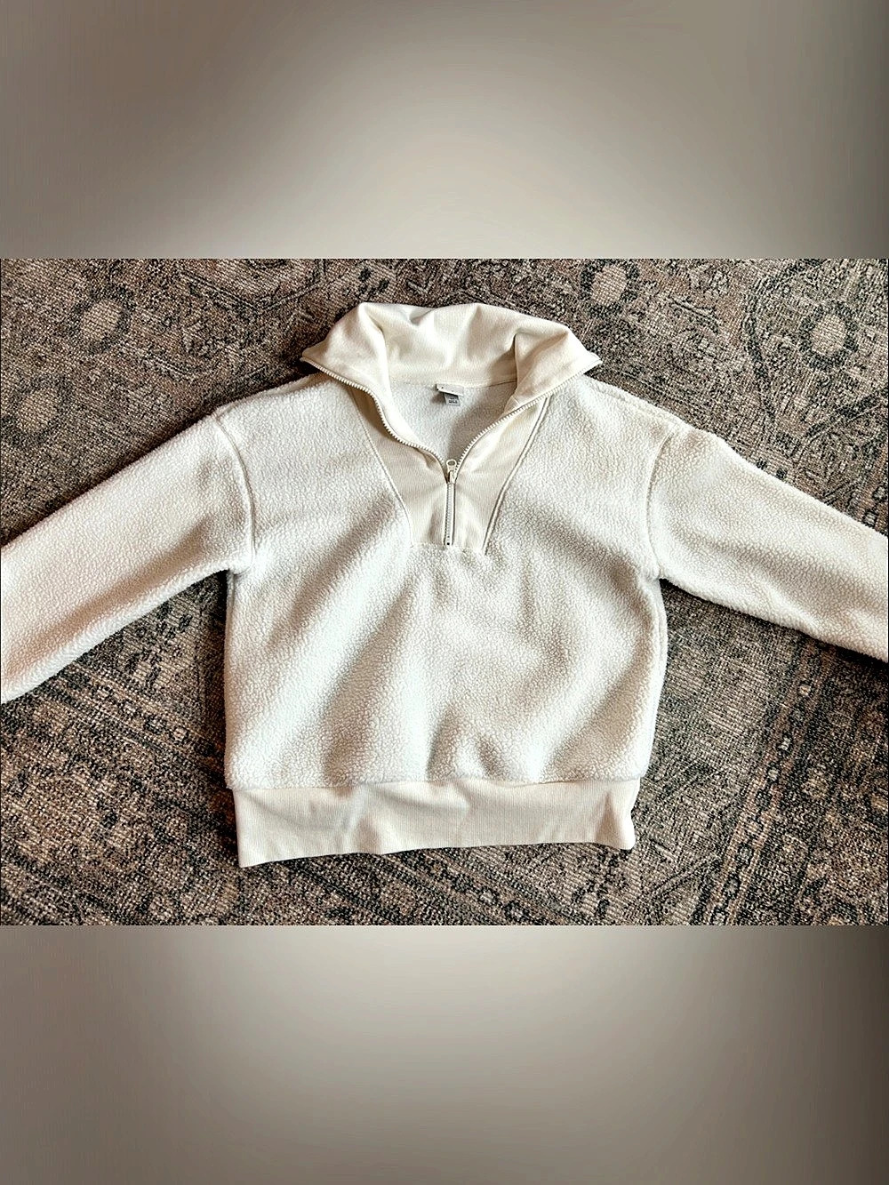 a new day Quarter-Zip Pullover Sweatshirt Cream XS